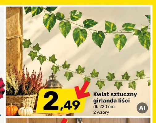 Kwiat sztuczny girlanda liści promocja w Bricomarche
