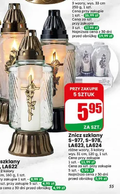 Znicz szklany LA624 promocja w Dino