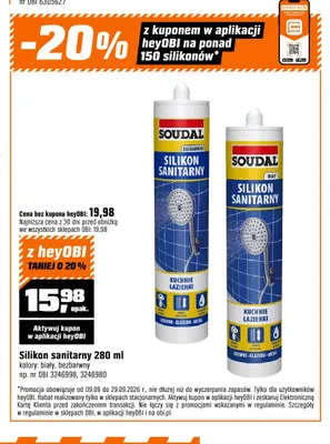 Silikon sanitarny Soudal promocja w OBI