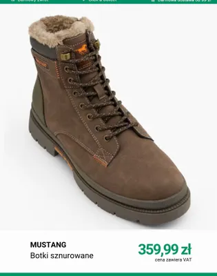Botki sznurowane Mustang promocja w Deichmann