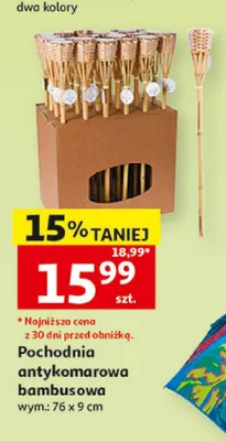 Pochodnia antykomarowa bambusowa 76x9cm promocja w Auchan