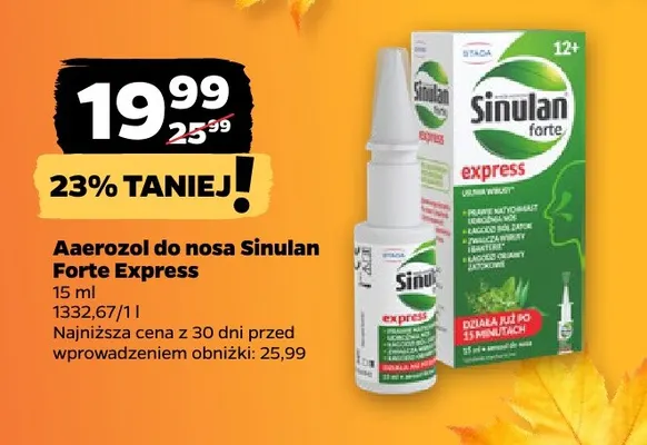 Aerozol do nosa Sinulan Forte Express promocja w Netto
