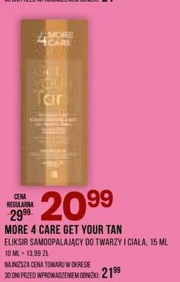 Eliksir samoopalający do twarzy i ciała More 4 Care Get Your Tan promocja w Drogerie Natura