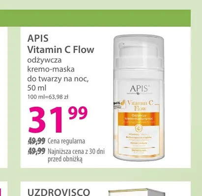 Odżywcza kremo-maska do twarzy na noc Vitamin C Flow Apis promocja w Hebe
