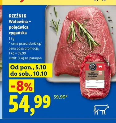 Wołowina polędwica cygańska Rzeźnik promocja w Lidl