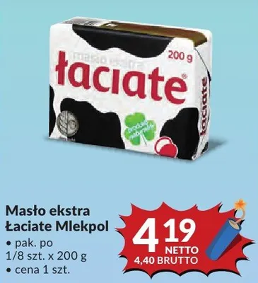 Masło ekstra Łaciate Mlekpol promocja w Makro