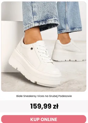 Białe sneakersy Vices na grubej podeszwie promocja w Renee