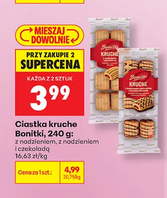 Ciastka kruche Bonitki z nadzieniem i czekoladą promocja w Biedronka