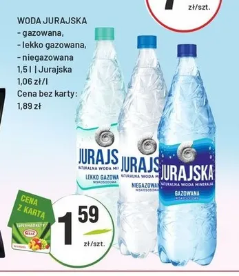Woda lekko gazowana Jurajska promocja w Sedal