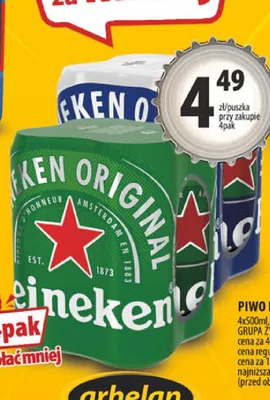 Piwo bezalkoholowe Heineken 4-pak promocja w Arhelan
