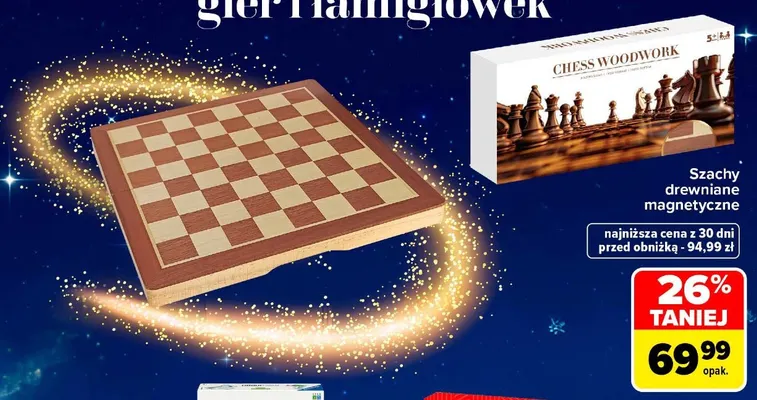 Szachy drewniane magnetyczne promocja w Carrefour
