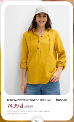 Bluzka z przewiewnego muślinu Bonprix promocja w bonprix