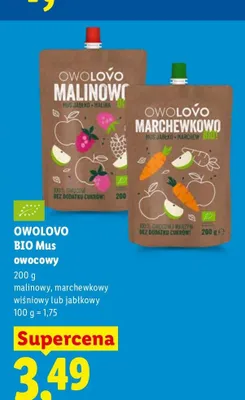 Mus owocowy Owolovo BIO marchewkowy promocja w Lidl