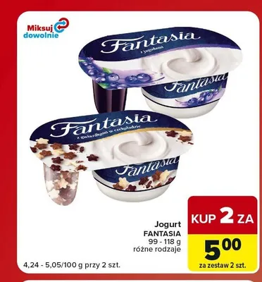 Jogurt Fantasia z jagodami promocja w Carrefour Market