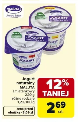 Jogurt naturalny MALUTA śmietankowy promocja w Carrefour