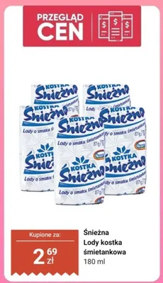 Lody kostka śmietankowa Śnieżna promocja w Dino