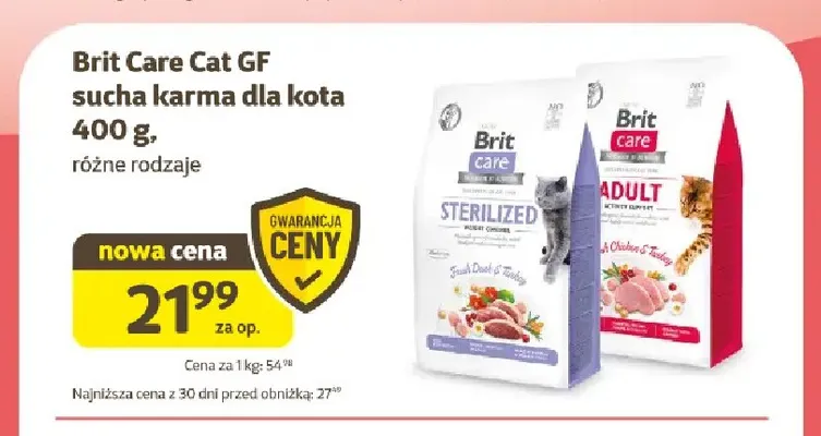 Sucha karma dla kota Brit Care Cat GF Sterilized promocja w Super Zoo