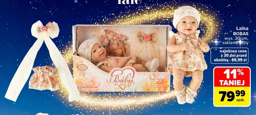 Lalka bobas wys. 30 cm szklane oczy promocja w Carrefour