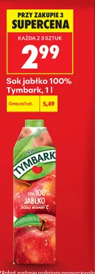 Sok jabłko Tymbark 100% promocja w Biedronka