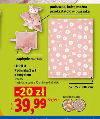 Poduszka 2 w 1 z kocykiem Lupilu promocja w Lidl