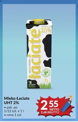 Mleko Łaciate UHT 2% promocja w Makro