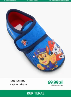 Kapcie zakryte Paw Patrol promocja w Deichmann