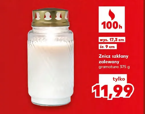 Znicz szklany zalewany promocja w Kaufland