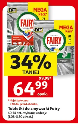 Tabletki do zmywarki Fairy Platinum Plus MEGA Pack promocja w Auchan