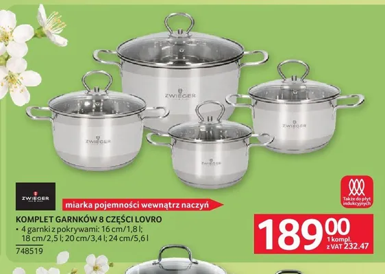 Komplet garnków 8 części Lovro Zwieger promocja w Selgros