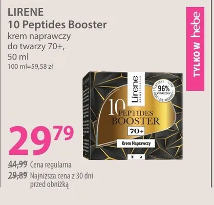Krem naprawczy do twarzy 70+ LIRENE 10 Peptides Booster promocja w Hebe