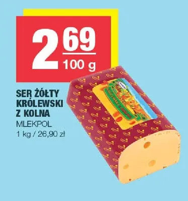Ser żółty Królewski z Kolna Mlekpol promocja w SPAR
