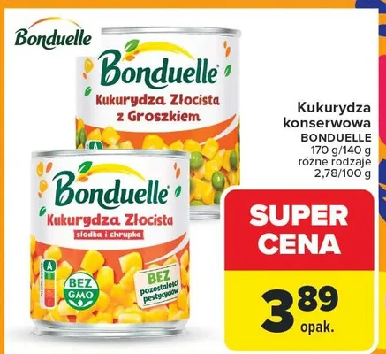 Kukurydza konserwowa złocista z groszkiem różne rodzaje promocja w Carrefour