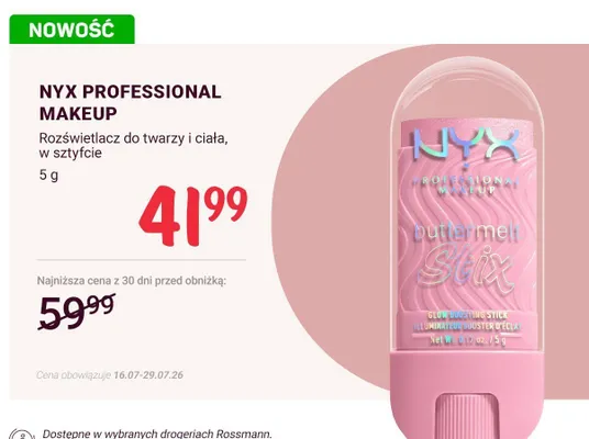 Rozświetlacz do twarzy i ciała w sztyfcie Nyx Professional Makeup promocja w Rossmann