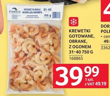 Krevetki koktajlowe obrane z ogonem 31-40 750 g lub 41-49 750 g promocja w Selgros