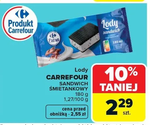 Lody carrefour sandwich śmietankowy promocja w Carrefour