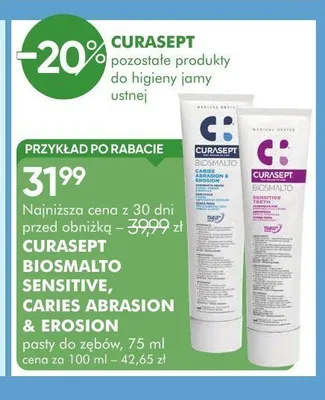 Pasta do zębów Curasept Biosmalto Caries Abrasion & Erosion promocja w Super-Pharm