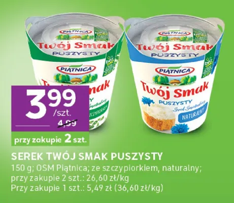 Serek Twój Smak Puszysty Piątnica naturalny promocja w Stokrotka