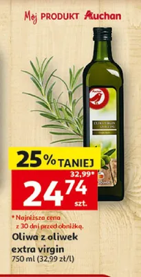 Oliwa z oliwek extra virgin Auchan promocja w Auchan