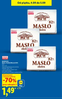 Masło ekstra z Polskiej Mleczarni promocja w Lidl