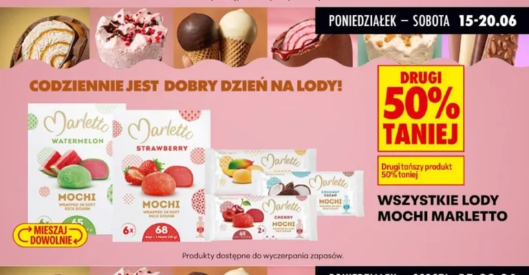 Lody Mochi Watermelon Marletto 6-pak promocja w Biedronka
