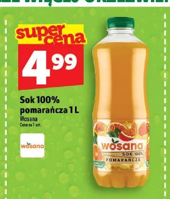 Sok 100% pomarańcza Wosana promocja w TOPAZ