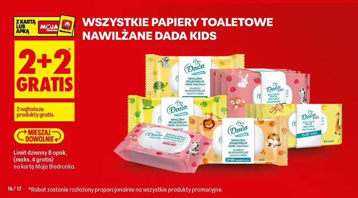 Papier toaletowy nawilżany Dada Everyday promocja w Biedronka