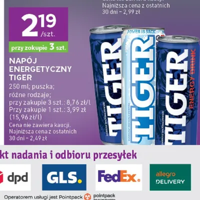 Napój energetyczny Tiger puszka różne rodzaje promocja w Stokrotka
