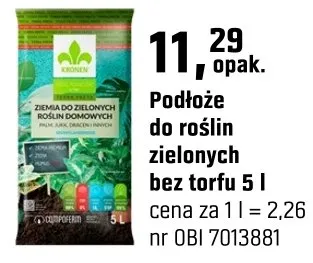 Podłoże do roślin zielonych bez torfu promocja w OBI