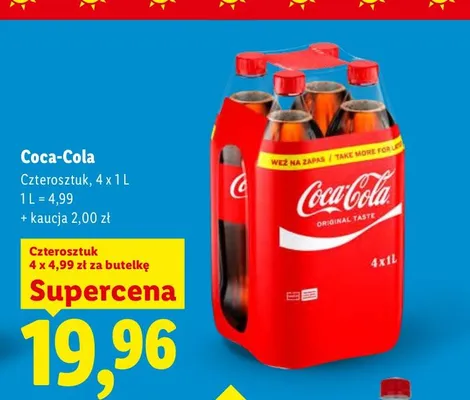 Napój gazowany Coca-Cola 4-pak promocja w Lidl