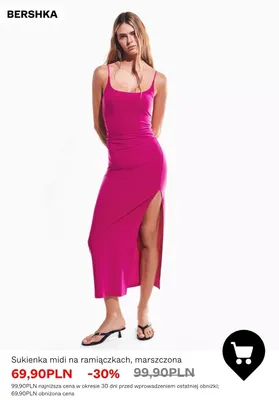 Sukienka midi na ramiączkach marszczona Bershka promocja w Bershka