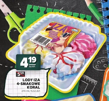 Lody Iza 4-smakowe Koral promocja w Stokrotka