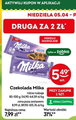 Czekolada Milka różne rodzaje promocja w Żabka