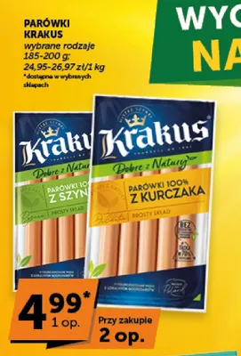 Parówki 100% z kurczaka Krakus promocja w Groszek