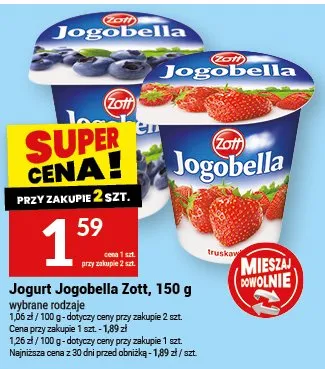 Jogurt Jogobella Zott, wybrane rodzaje promocja w Twój Market